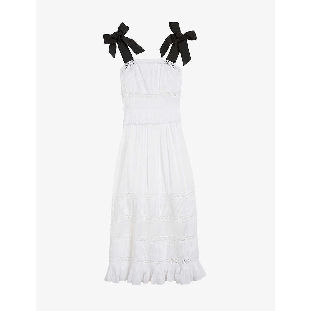 Ted Baker London Promis Eyelet Inset White Midi Dress Size 2 / US Size Small NWT - Picture 4 of 13